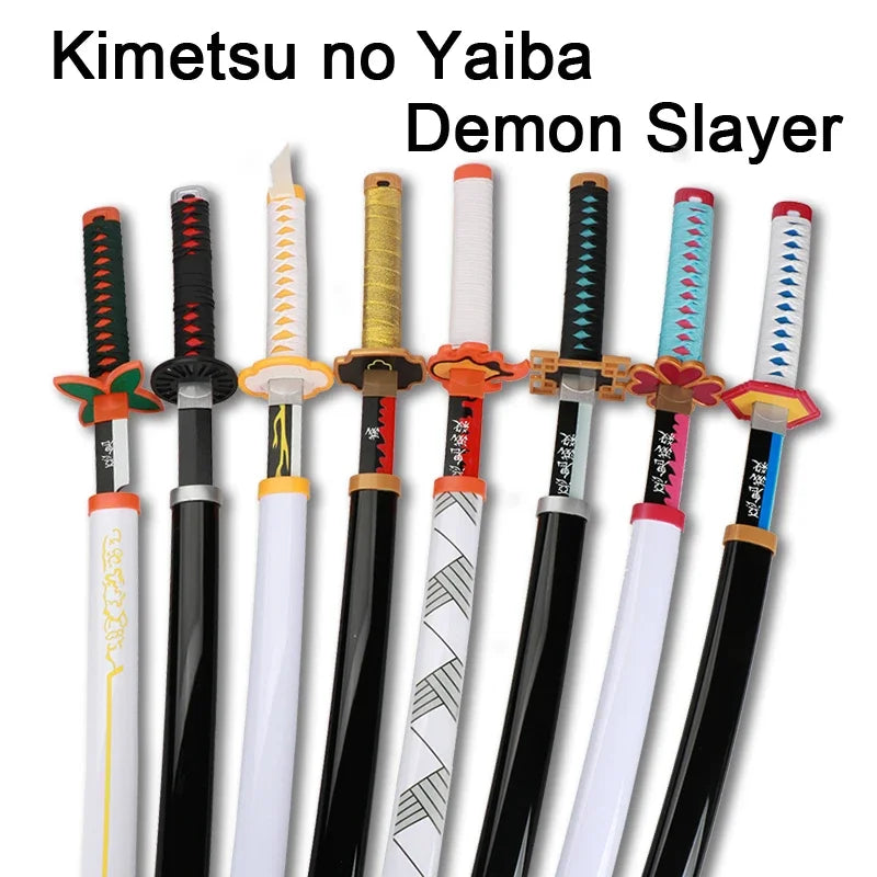 Anime Bamboo Katana 80cm /31.5in  Wooden Sword Cosplay  Props Giyuu Blue Tanjirou Kyoujurou Party Gift