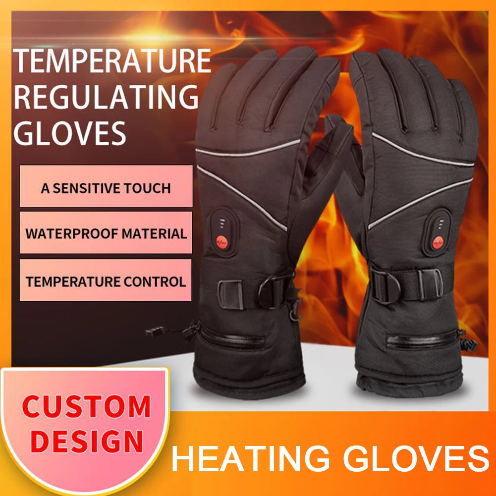 1 Pair Thermal Gloves Waterproof Electric Heating Gloves Touchscreen Men Women for Ski Cycling for Motorcycle for Sports Hiking