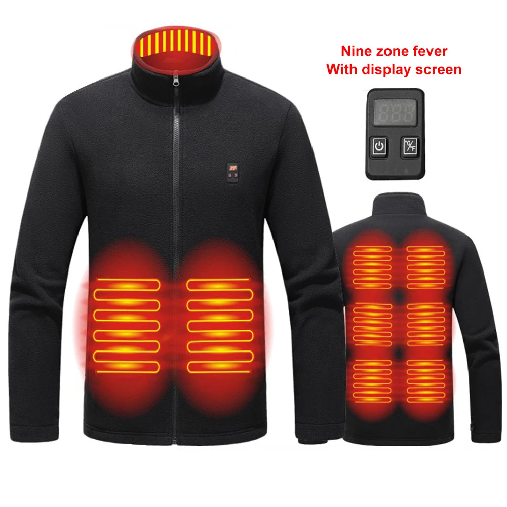 9 Heated Area Heating Jacket USB Charging Heated Insulated Jackets Warm Heated Sweater 3 Gear Temperature for Outdoor Activities