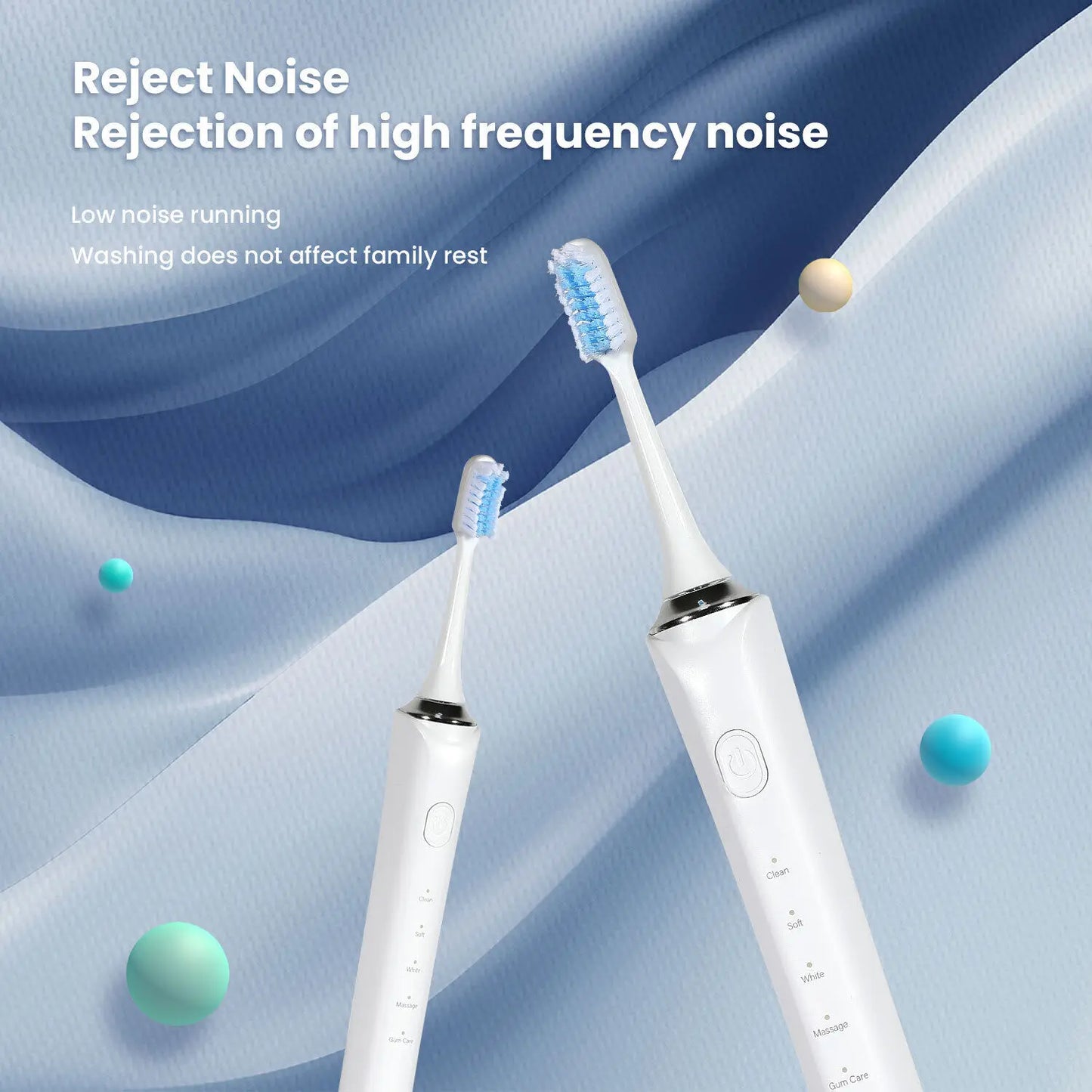 Fairywill OMT08 Sonic Electric Toothbrush Rechargeable Timer Brush 5 Modes Fast Charge Tooth Brush 4 Brush Heads for Adults