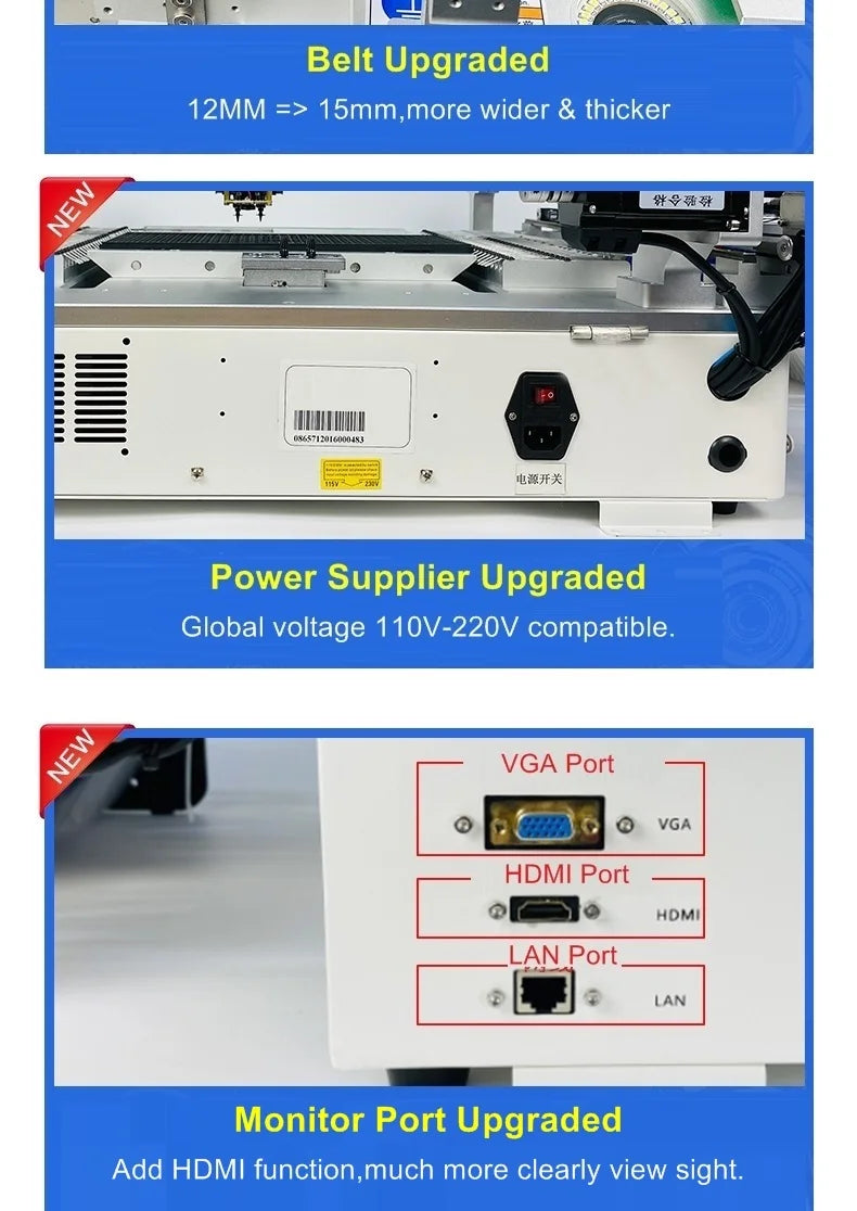 Q2S Dual 6 Heads 54 Bits Full Vision Desktop Automatic SMT Pick and Place Machine Chip Mounter