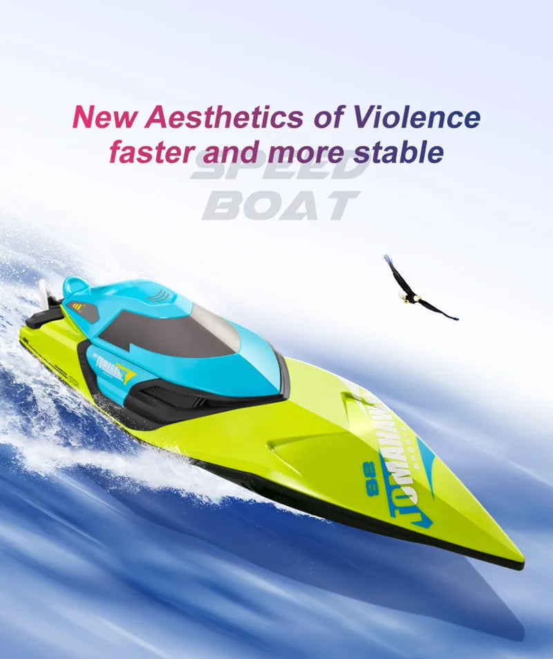 50CM Large Racing 70KM/H High Speed RC Boat 2.4G 200M Capsized Reset Dual Waterproof Smart Alarm Remote Control Boat Speedboat