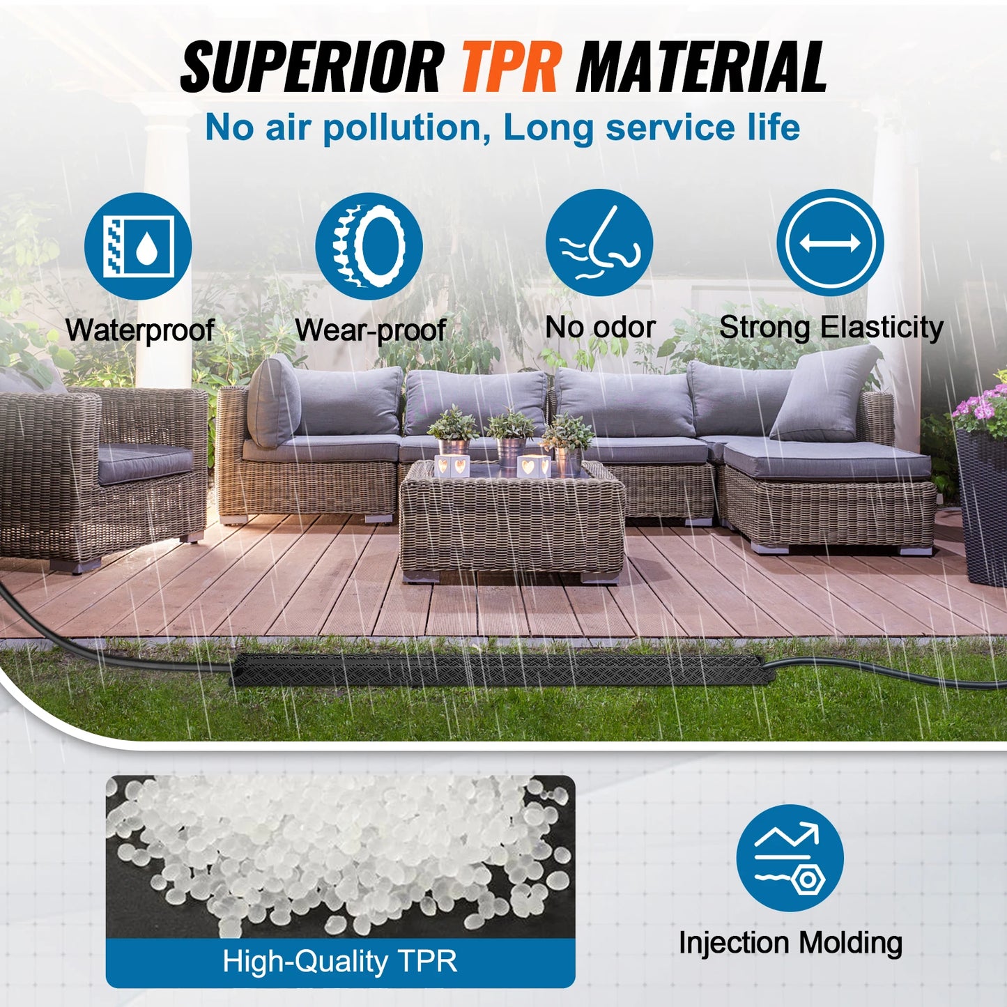SucceBuy Drop Over Cable Cover Ramp 2,000 lbs/axle Load Capacity Heavy Duty TPR Cable Hose Protector Ramp for Indoor Outdoor Use