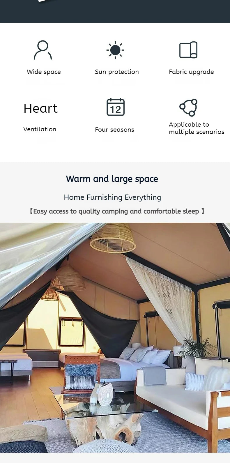 Triangle Design Glamping House Wooden Frame 4 Season Camping Wind Resistant Shelter For Restaraunt Backyard Garden Resort Event