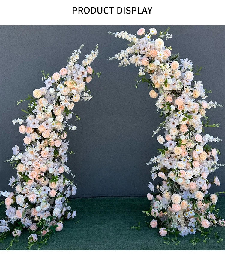 Trumpet Arch Artificial Flower Arrangement, Moon Shape, Wedding Background Props, Party Decoration, Luxury