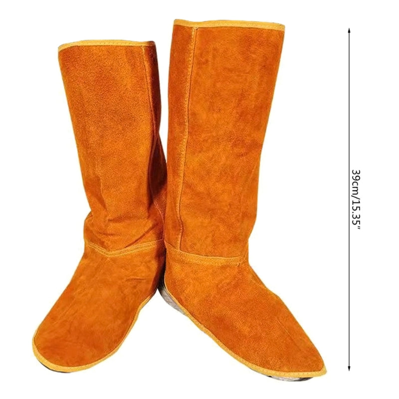 Leather Welding Spats 15'' Shoes Cover Working Tool Protection Welder Feet Cover
