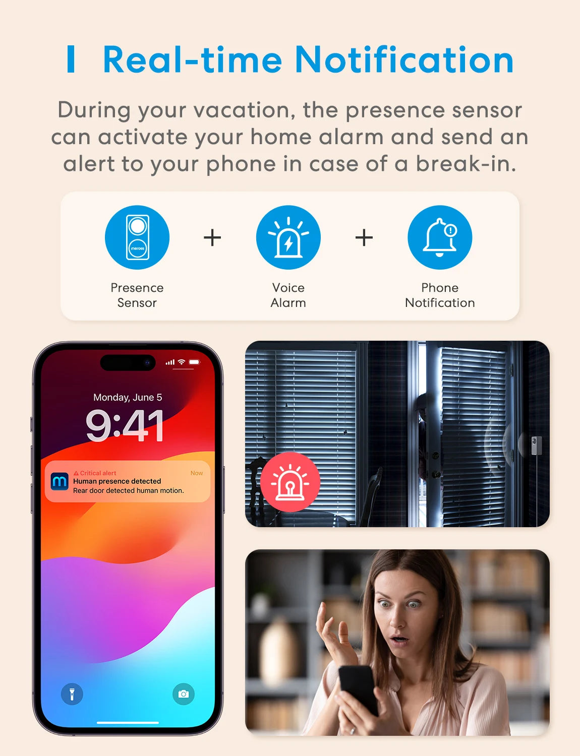 Meross US Matter WiFi Human Presence Sensor  Radar Detector With Luminance /Distance Detection Sensor For Smart Home