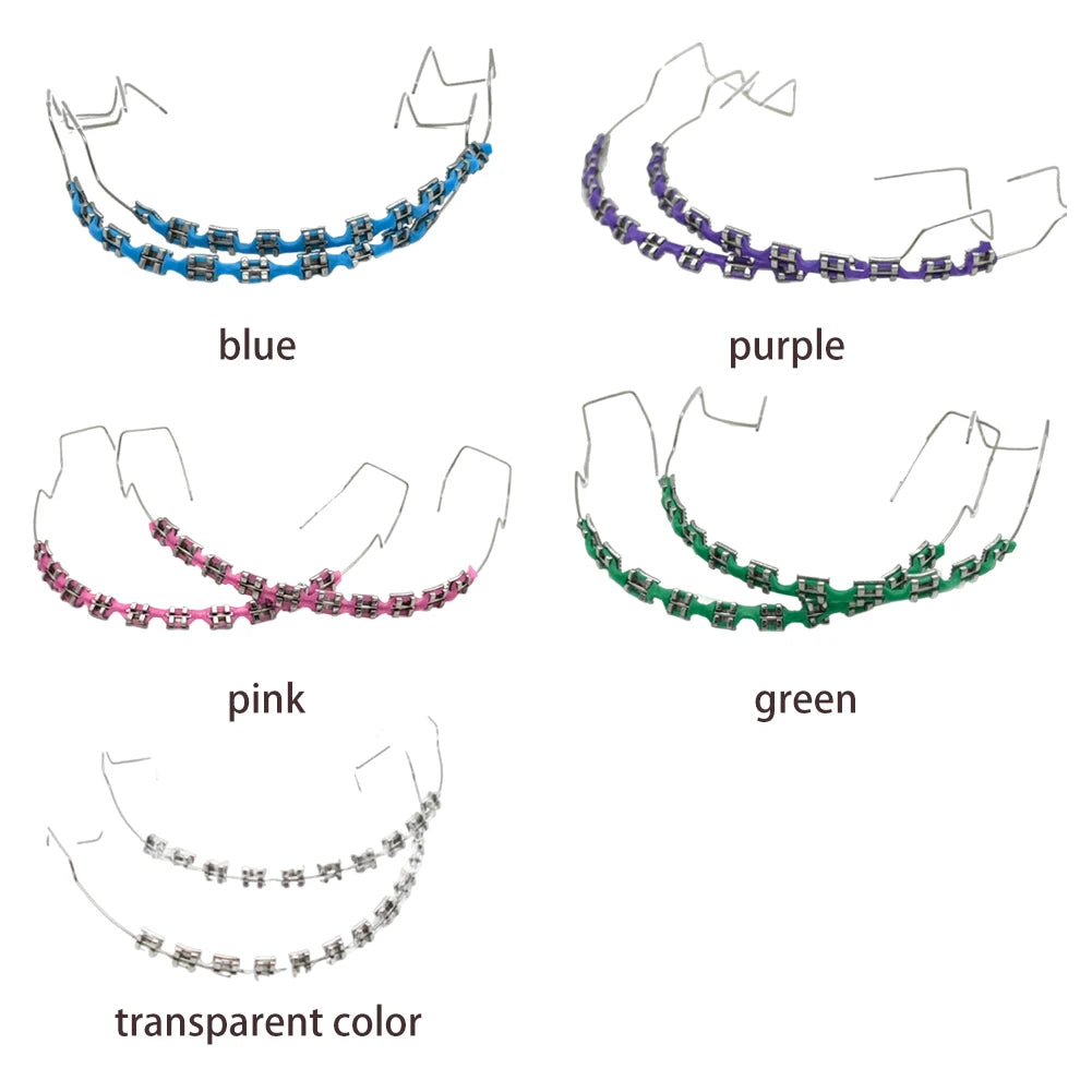Temporary Tooth Decoration Dental Fake Braces with Metal Wires & Bracket Dental Metal Bracket Dental Tool for Tooth Decor