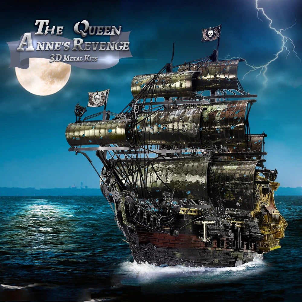 Piececool Model Building Kits The Queen Anne's Revenge 3D Metal Puzzle DIY Toys Jigsaw Home Decoration Gifts for Teens