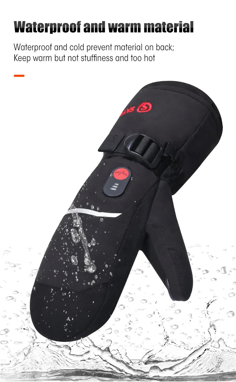 Waterproof Snowboard Cycling Motorcycle Bicycle Skiing Winter Gloves Crab Finger Style Heating Hand Warm Electric Thermal Gloves