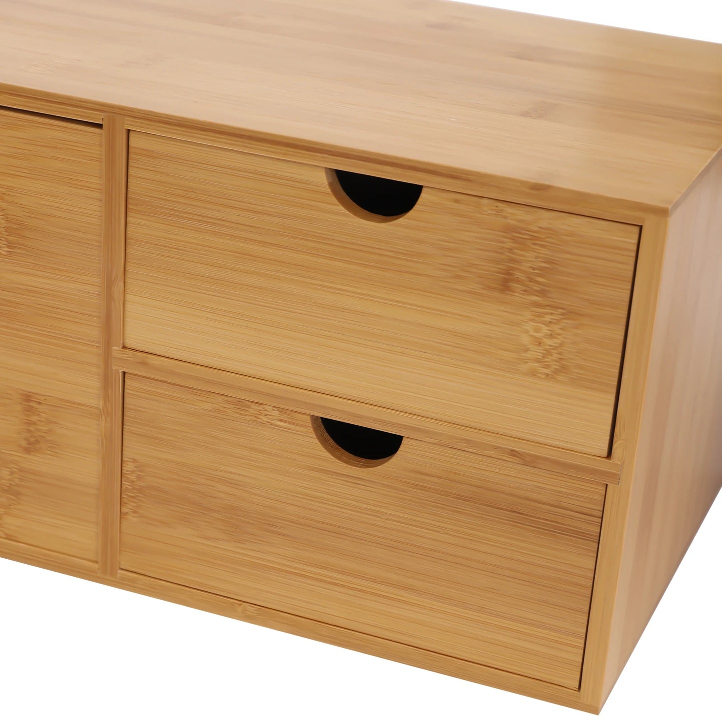 Bamboo Desk Drawer Organizer Tabletop Storage Cabinet Corner Desk Organizer W/3 Drawers for Home Office Supplies,33*19*16cm