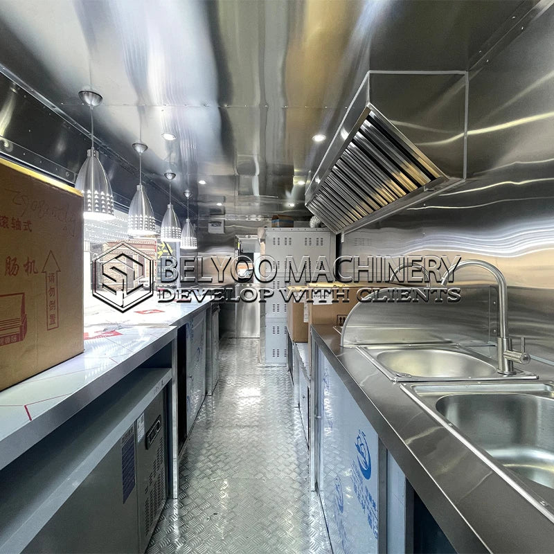 Belyoo Luxury Multifunction Concession Food Trailer Coffee Vending Truck Big Mobile Food Truck Food Trailer for Street Fast Food