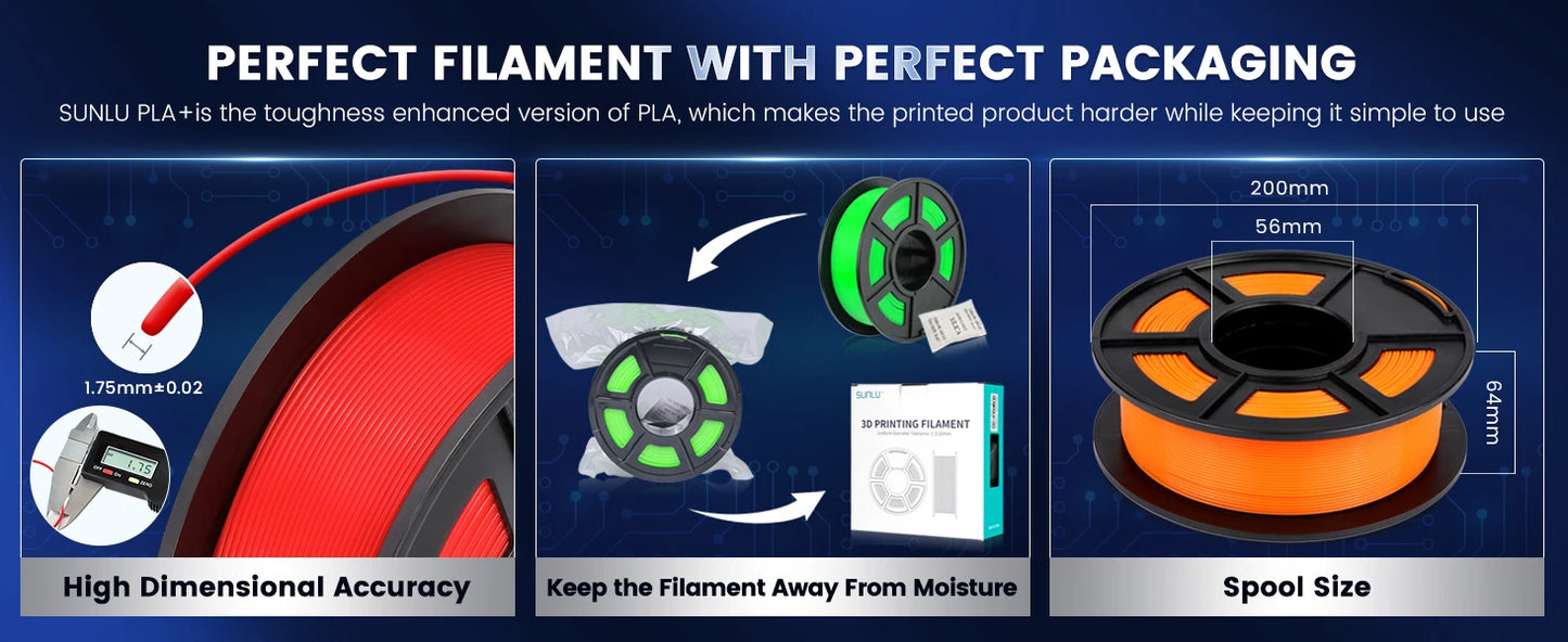 SUNLU 5KG 3D Filament PLA+/PLA+2.0/AntiString PLA /PLA Meta/High Speed PLA Filamnet 1.75mm 1KG Filament for 3D Printer& 3D Pen