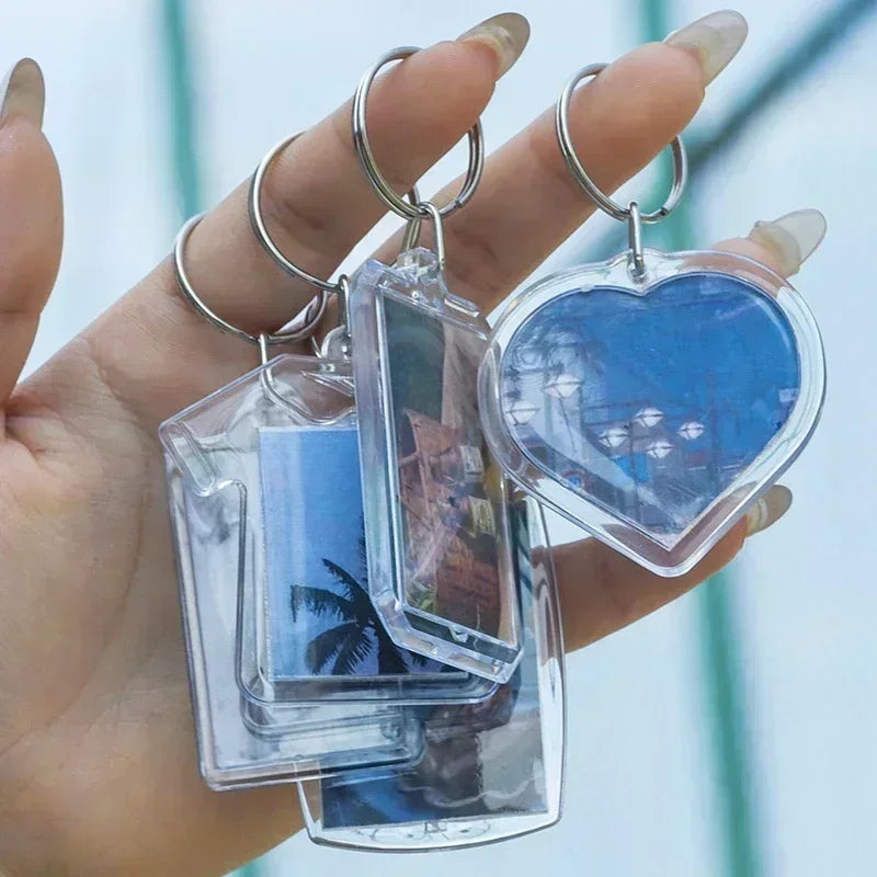 5/50pcs Transparent Rectangle Blank Clear Acrylic Insert Photo Picture Frame Keyring Keychain DIY Split Ring Key Chain 2035