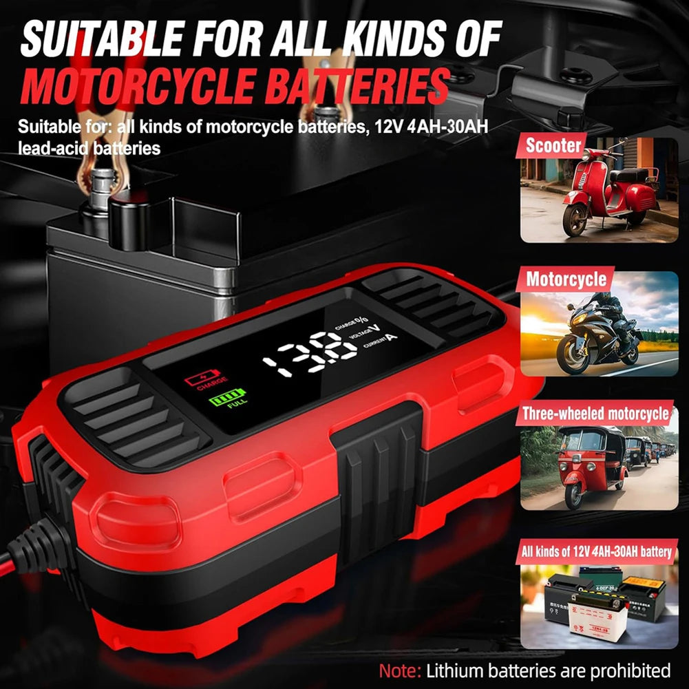 12V 2A Motorcycle Battery Charger Smart Battery Charging Tool Car Motorcycle Lead Acid Battery Charger for Car Truck Battery