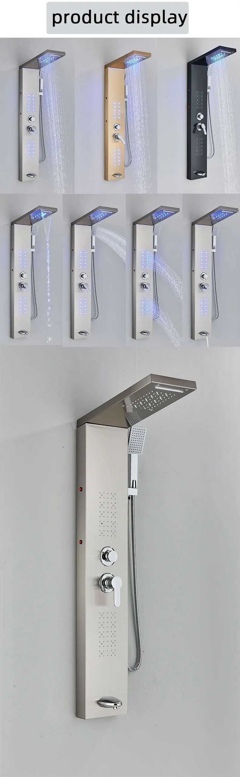 ULGKSD Bathroom Shower Panel LED Light Bathroom Faucet Hot&Cold Rainfall Mixer Tap Modern Bathroom Faucet Shower Column For Bath