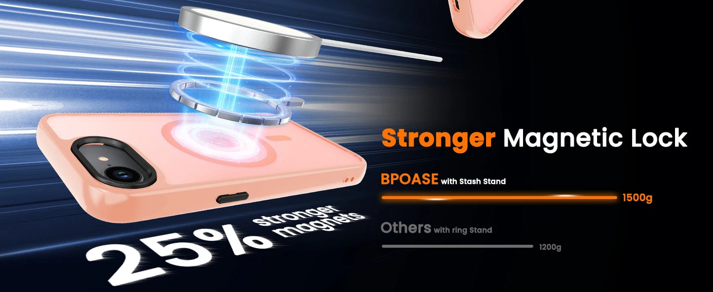 for iPhone 16E/iPhone 17E Case with Screen Protector, [Compatible with Magsafe] Ultra Slim Translucent Matte Shockproof Protecti