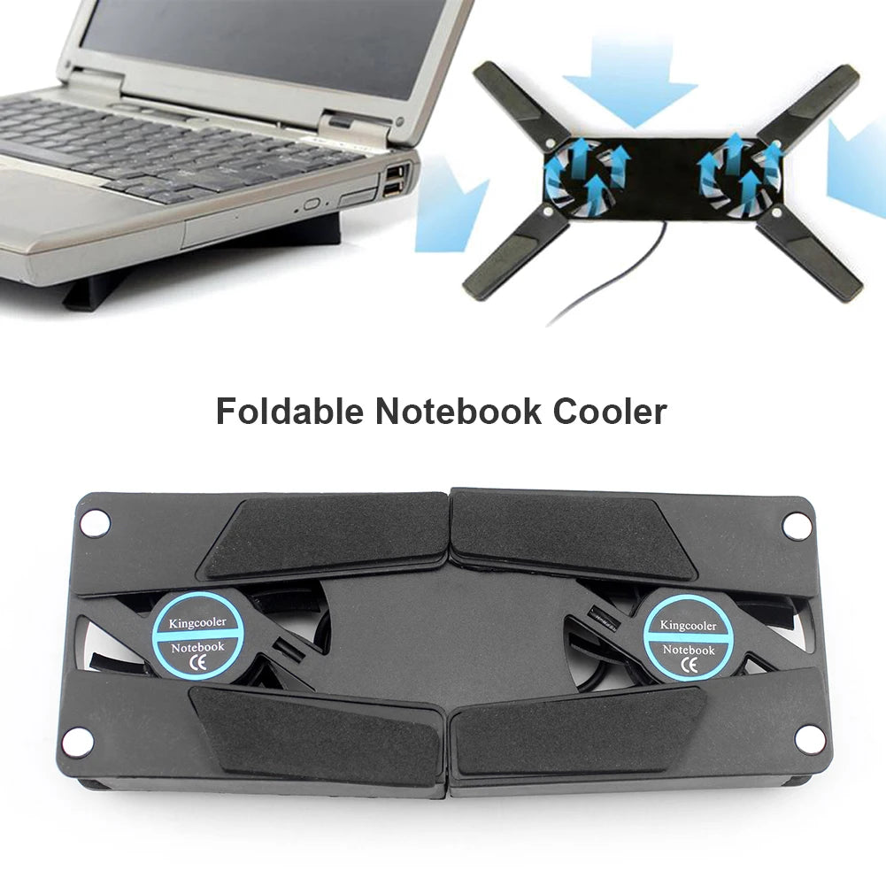 1-5PCS Air-cooling Laptop Cooler Bracket USB Powered Cooling Dock Laptop Cooling Pad 2 Fan for Notepad Universal PC Computer