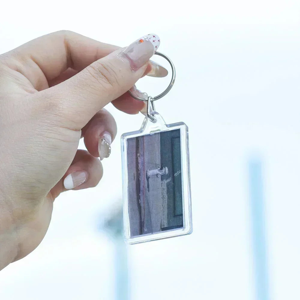 5/50pcs Transparent Rectangle Blank Clear Acrylic Insert Photo Picture Frame Keyring Keychain DIY Split Ring Key Chain 2035