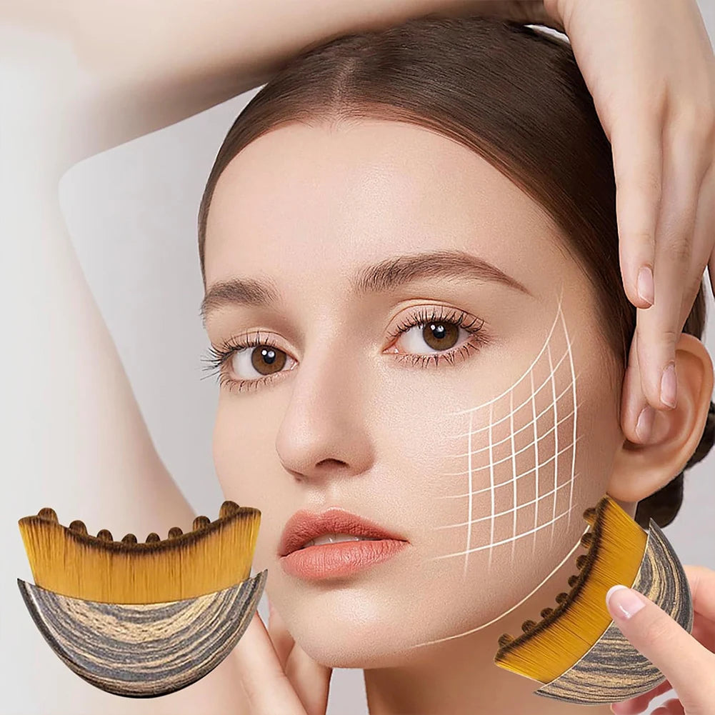 Portable Lymphatic Contour Face Brush Dry Brushing Face Brush Lymphatic Drainage Massager for Face Chin