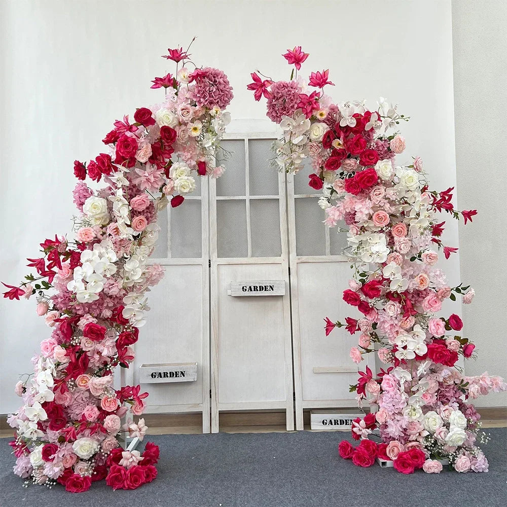 Trumpet Arch Artificial Flower Arrangement, Moon Shape, Wedding Background Props, Party Decoration, Luxury