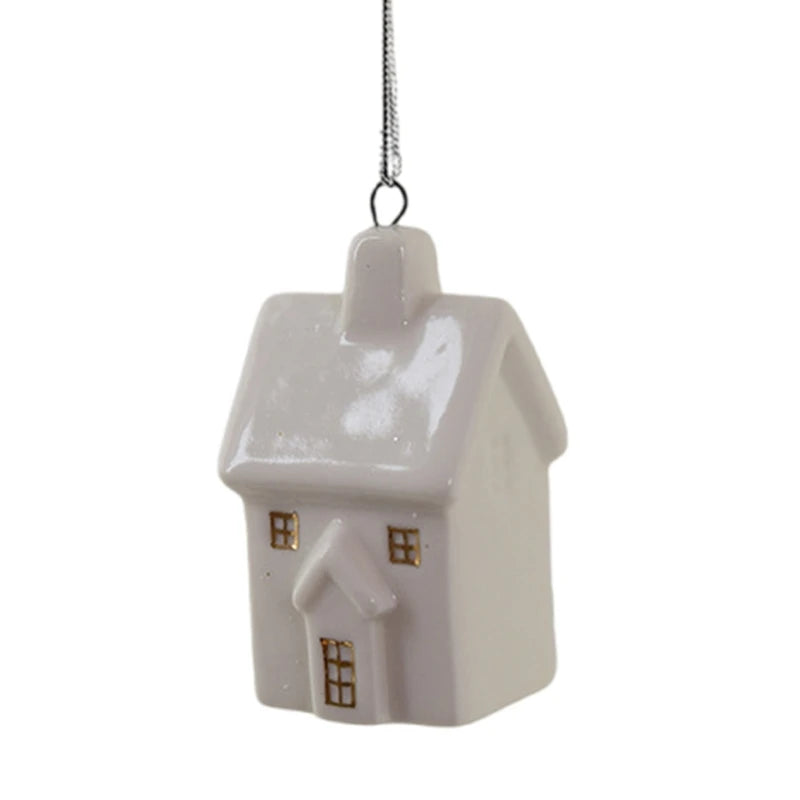 Festival Ceramic Snow House Christmas Tree Hanging Ornament for Holiday Decors