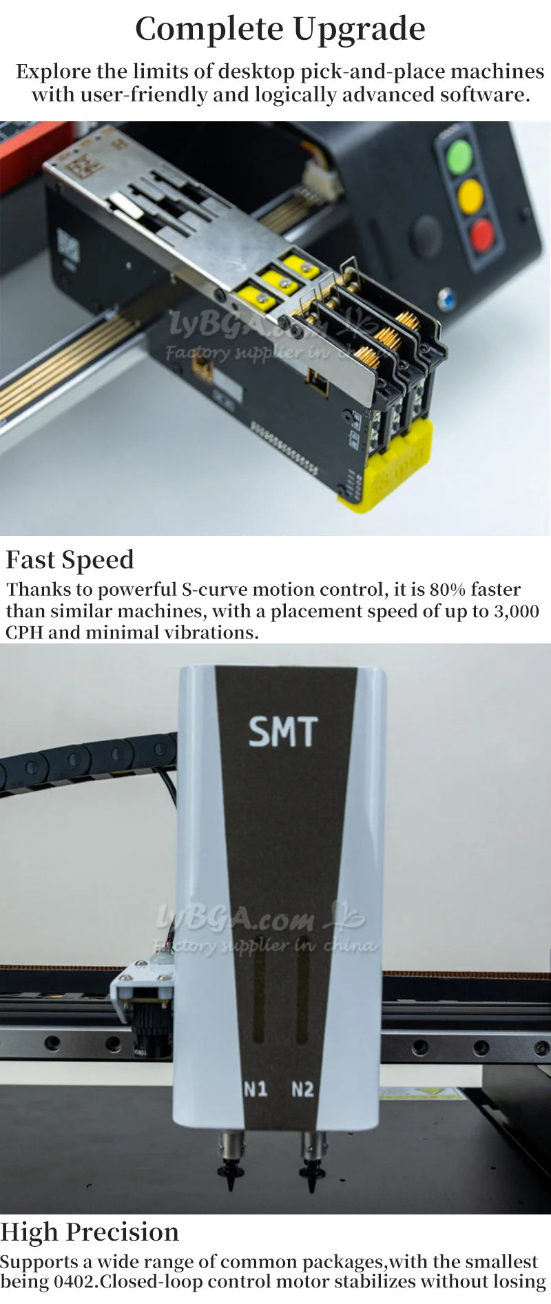 K1 PRO Automatic SMT Pick Place Machine Chip Mounter LED SMD Dual Heads Triple Vision Camera System High Speed Nozzles