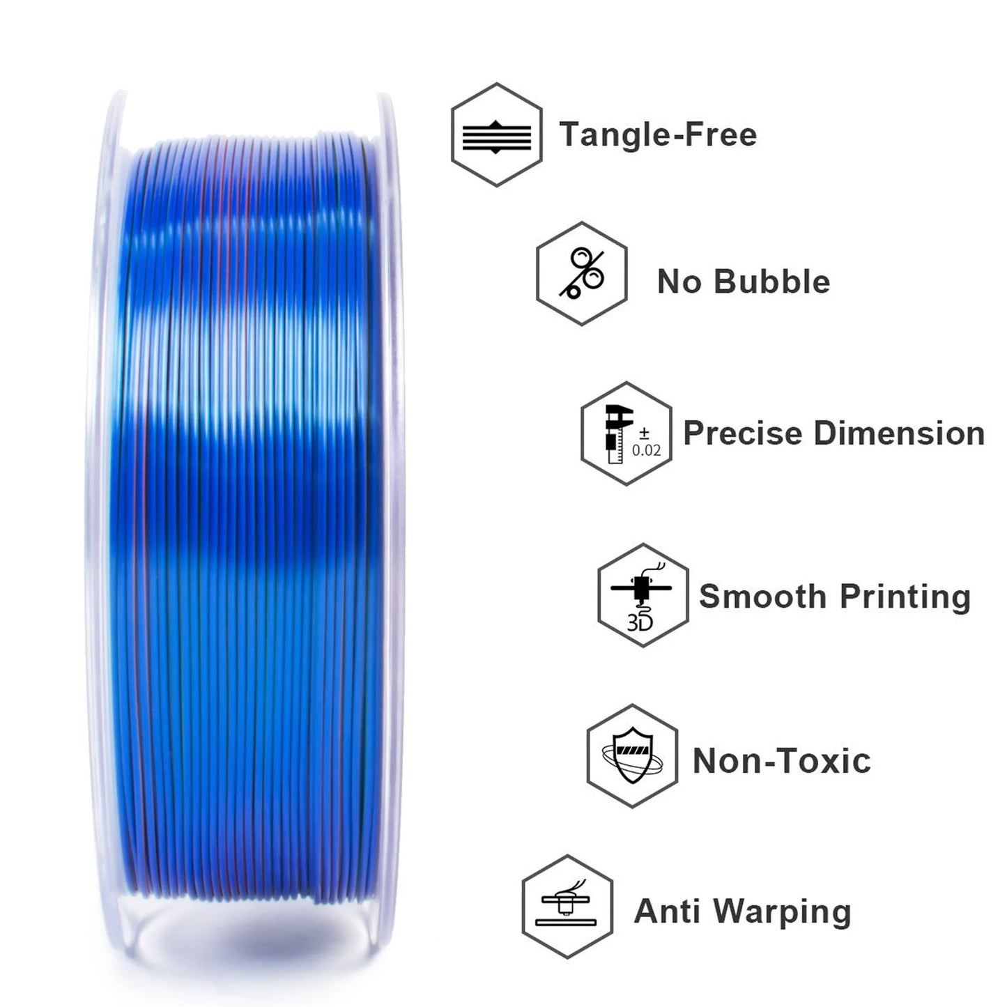 Geeetech 5Kg Three Tri Color Silk PLA Filament , 3D Filament 1,75 mm Spool Wire  (+/-0.03mm) Vacuum packaging, special color