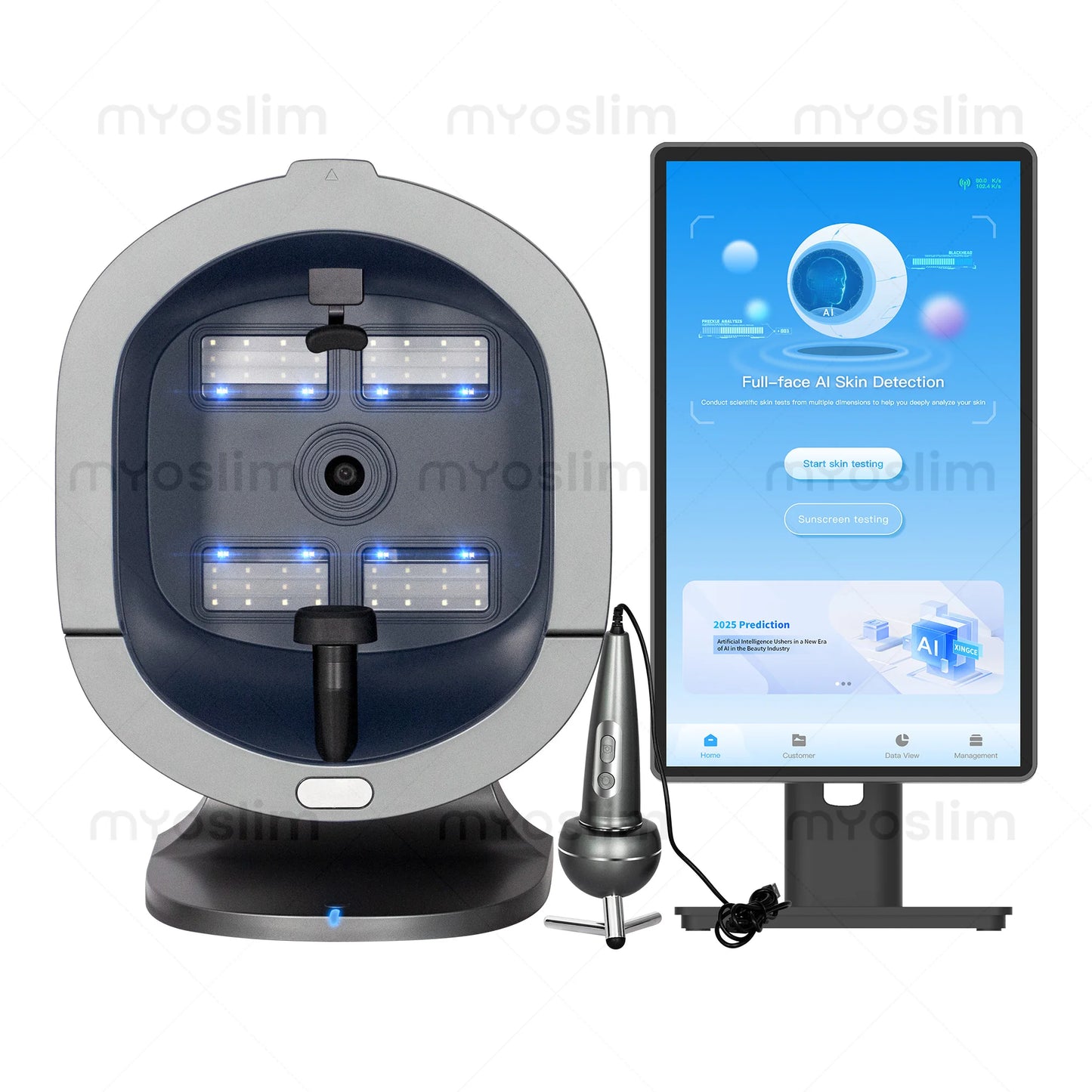 X5 3D Ai Skin Image Analyzer 21.5 inch High Definition Pixels Whole Facial Scanning Multi Spectrum Moisture Scalp Detection CE