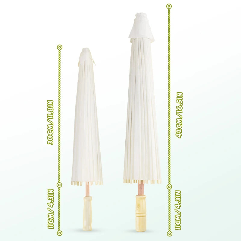 60/84cm Paper Parasol White Chinese Oil Paper Umbrellas Photography Props for Kids DIY Baby Shower Party Bridal Wedding Rustic