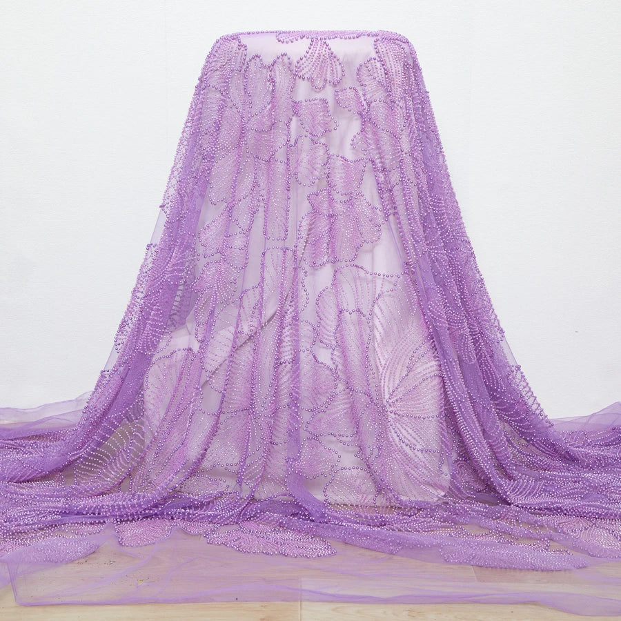 SJD LACE African Luxury Beads Mesh Lace Fabrics Nigerian Tulle 2025 French Tulle Beaded Net Lace for Women Evening Dresses A4034