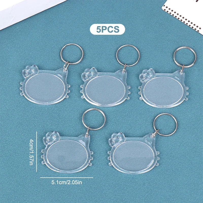 5pcs Blank Photo Frame Keychain Clear Acrylic Keyring Insert Photo Split Key Pendant DIY Key Holder Couple Anniversary Gifts