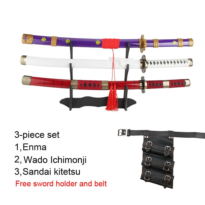 80cm/31.5"Roronoa Zoro Katana Anime Sword  Cosplay Weapons Props 3pc Toy Sword Set  Shusui Lchimonji  Sandai Kitetsu