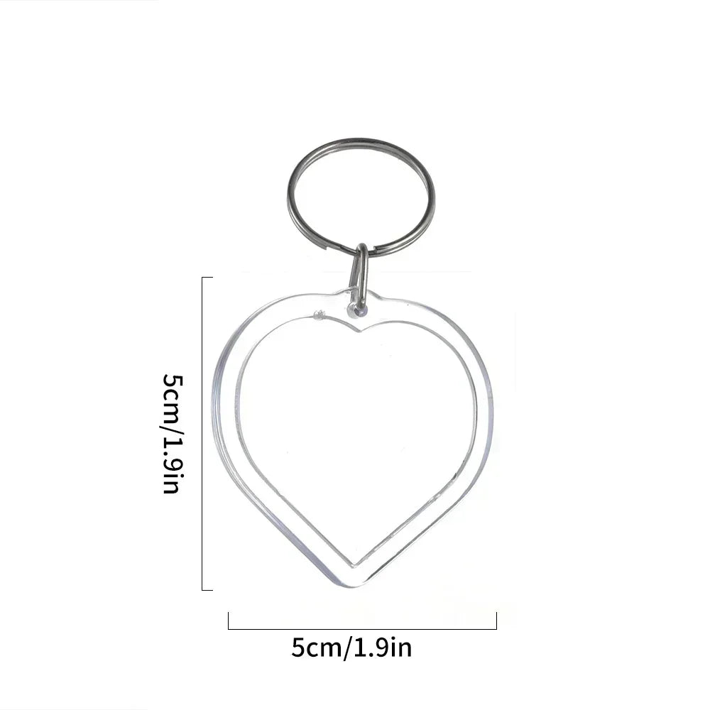 5/50pcs Transparent Rectangle Blank Clear Acrylic Insert Photo Picture Frame Keyring Keychain DIY Split Ring Key Chain 2035