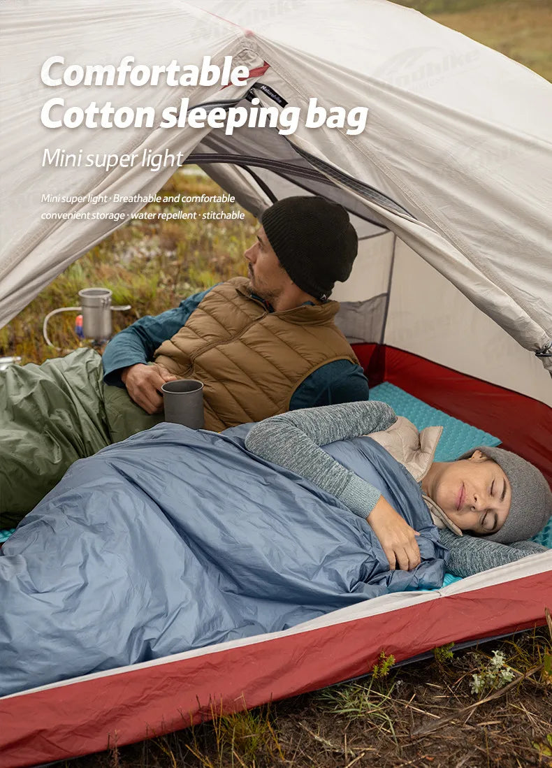 Naturehike LW180 Camping Sleeping Bag Ultralight Spring Summer Cotton Sleeping Bag for Single Couple Tourist Hiking Waterproof