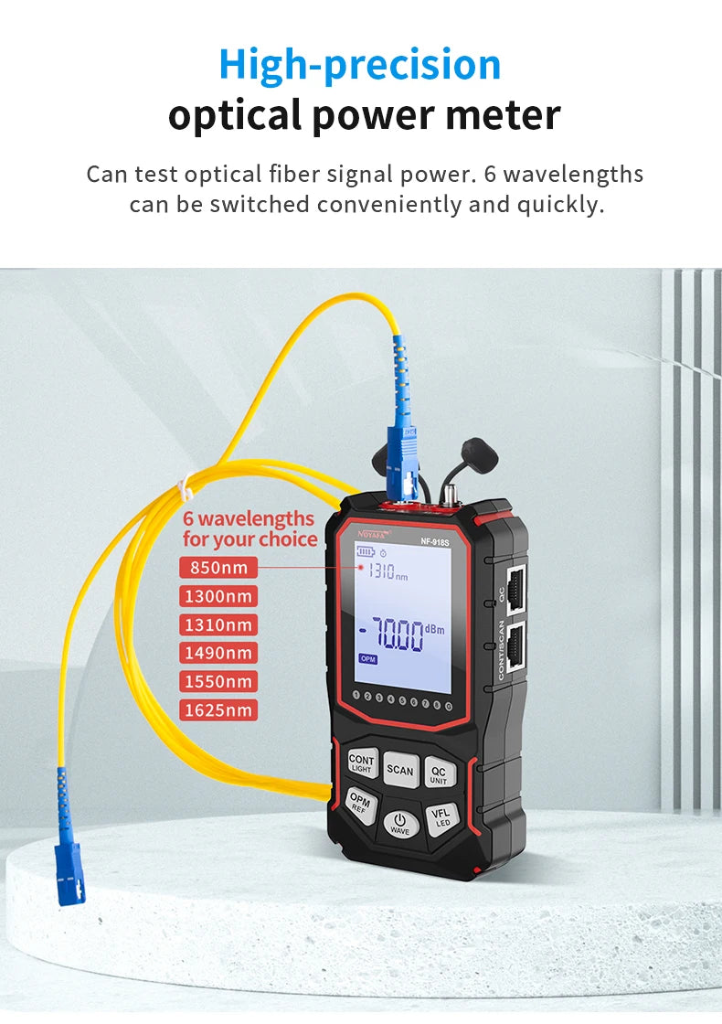 NOYAFA NF-918S Network Cable Tester Red Light Pen Wire Tracer with Optical Power Meter POE Check Wiremap Crimp Test Line Finder