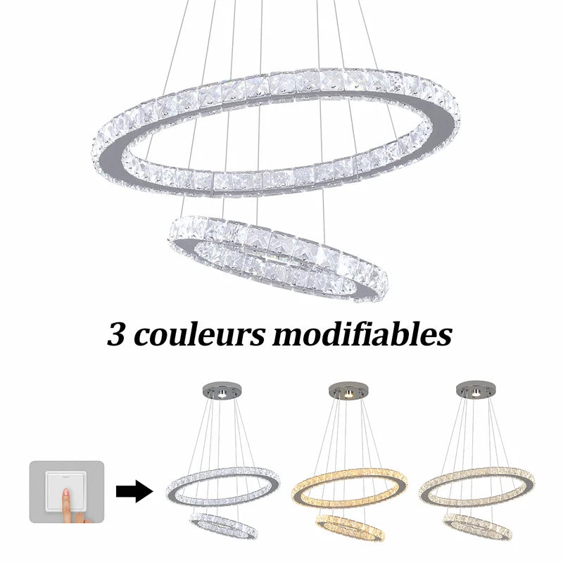 Modern Crystal Chandeliers Ring-Shaped Pendant Lights Living Room And Kitchen Decoration Led Ceiling Lamps Hanging Luminaire