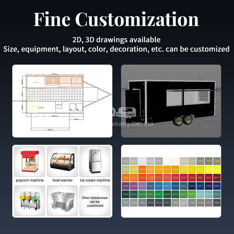 New Type Concession Food Trailer Street Selling Coffee Van Catering Cart Burgers Fries Ice Cream Bus Mobile Food Truck
