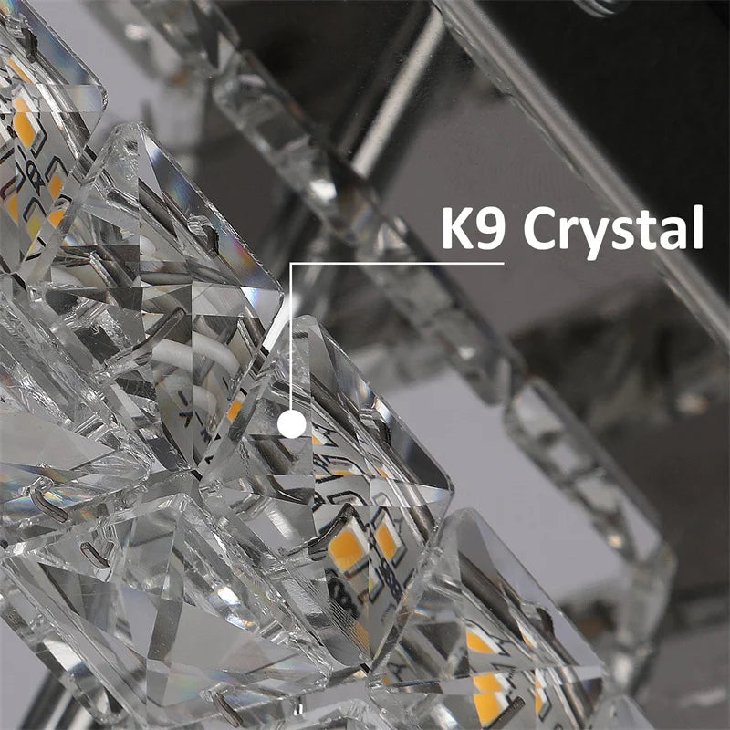 Modern Led Chandelier K9 Crystal Ceiling Lamp Fixture Bedroom Living Dining Room Pendant Light Lustres Home Decor Plafonnier Lum