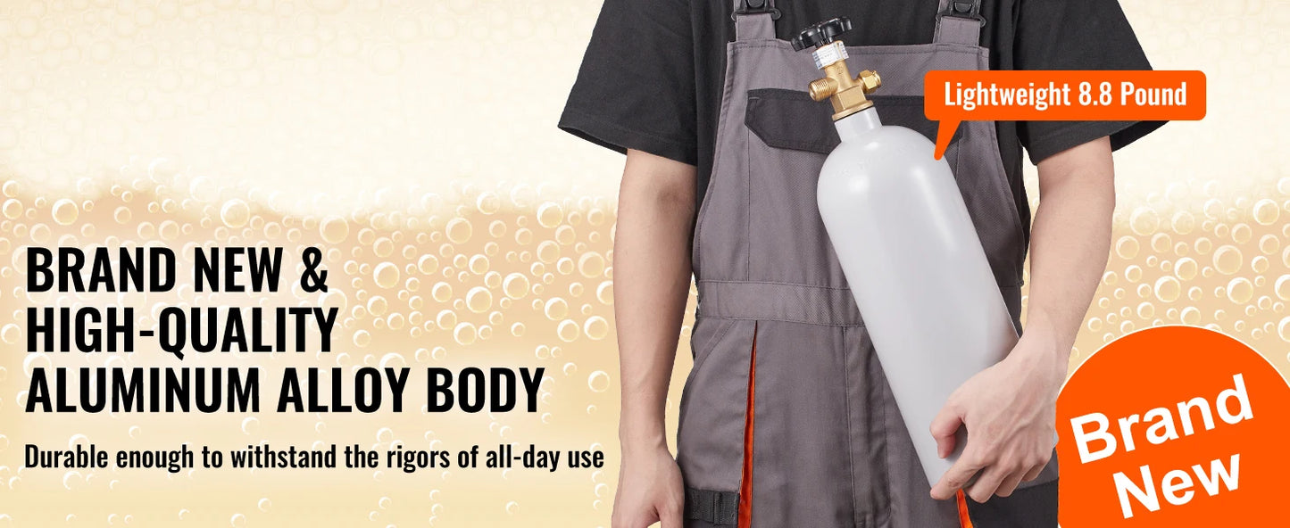 SucceBuy 5 Lbs CO2 Tank Aluminum Gas Cylinder Brand New CO2 Cylinder with Gray Spray Coating CO2 Tank with CGA320 Valve