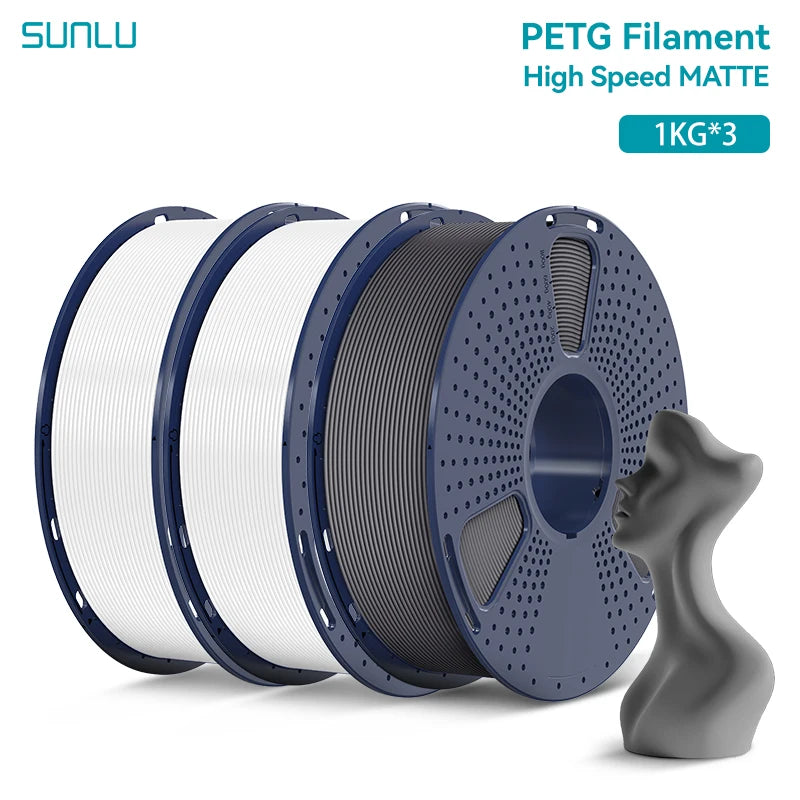 SUNLU 3KG High Speed Matte PETG Filament 1.75mm 1kg Spool (2.2lbs) High Speed Printing Filament Fit Most FDM Printer