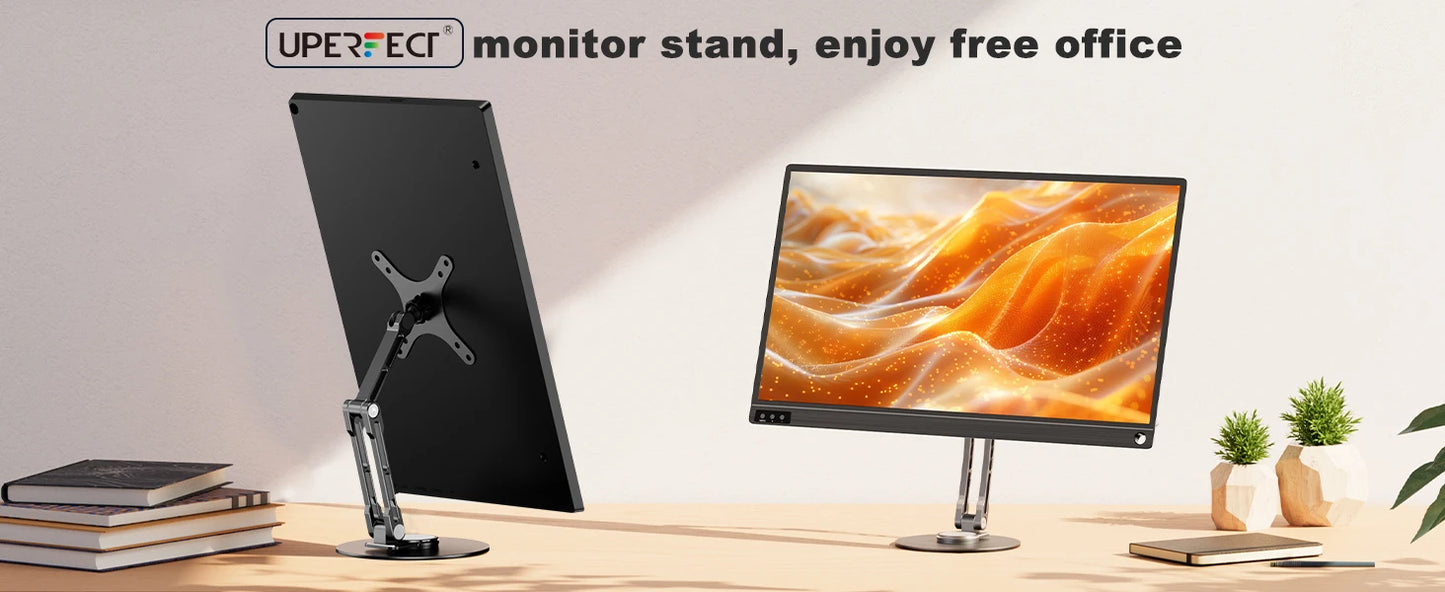 UPERFECT UStand Monitor Stand VESA Mount for 12"-22 Inch Screen Free-Standing Monitor Riser with 360° Rotation Height Adjustable
