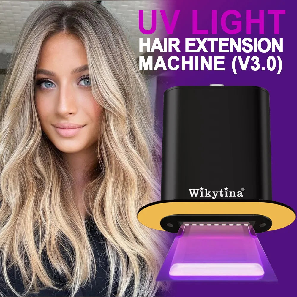 V Light Hair Extensions Set with UV Glue Hair Extension Kit Technology and Tools for Easy Application and Salon Quality Results