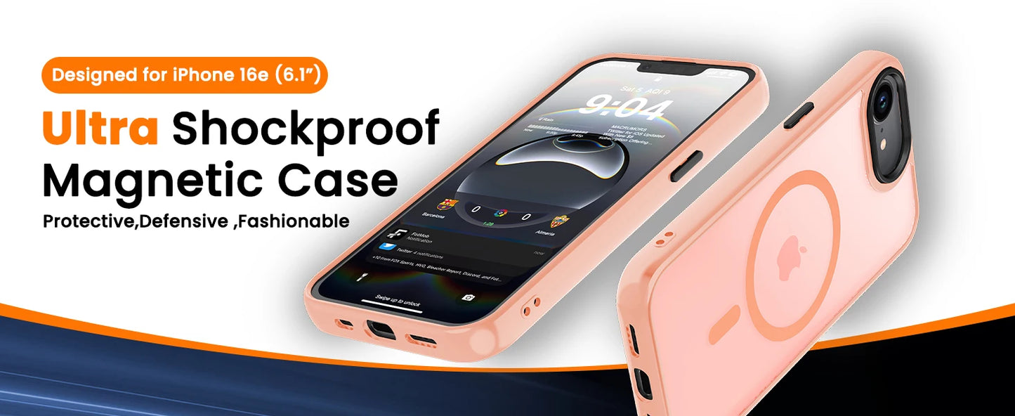 for iPhone 16E/iPhone 17E Case with Screen Protector, [Compatible with Magsafe] Ultra Slim Translucent Matte Shockproof Protecti