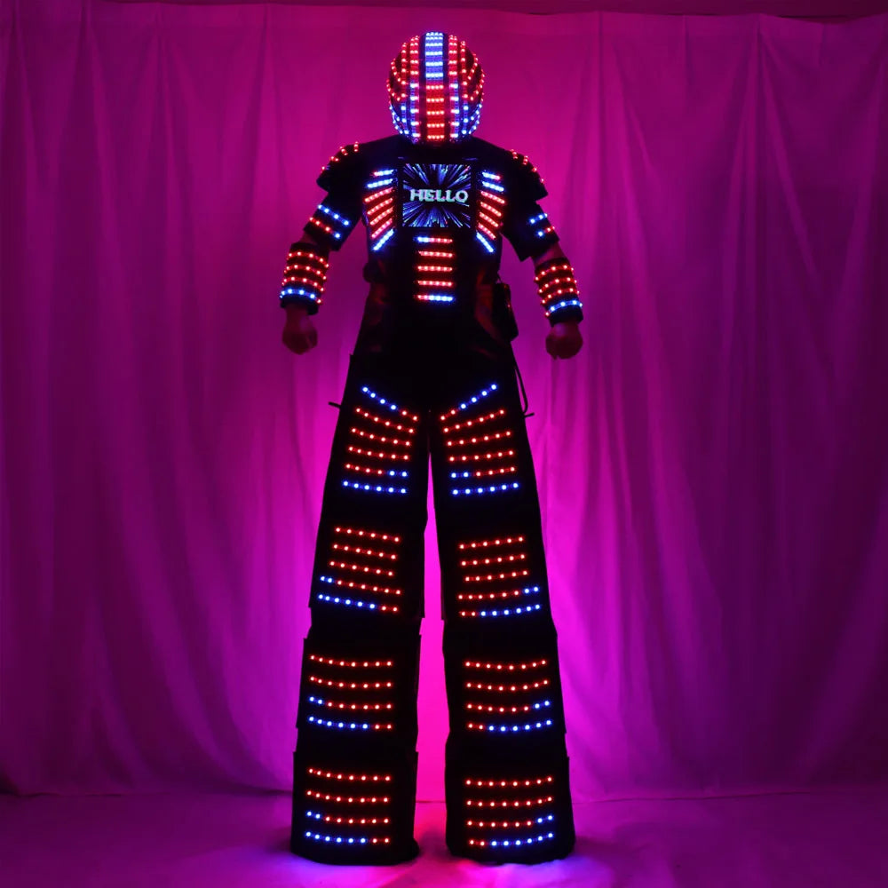 Full Color Remote Control LED Robot Costume Clothes Stilts Walker Suit Excited Digital Screen DIY Text Image LOGO