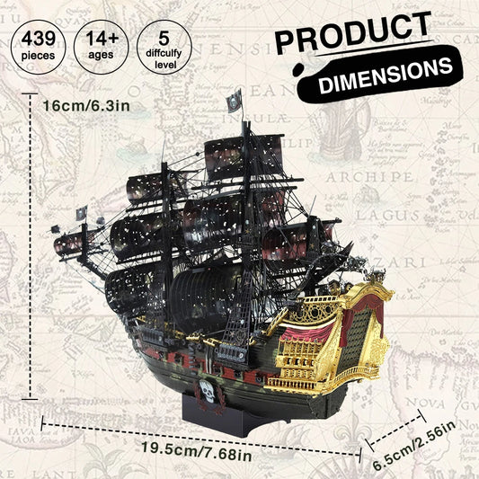 Piececool Model Building Kits The Queen Anne's Revenge 3D Metal Puzzle DIY Toys Jigsaw Home Decoration Gifts for Teens