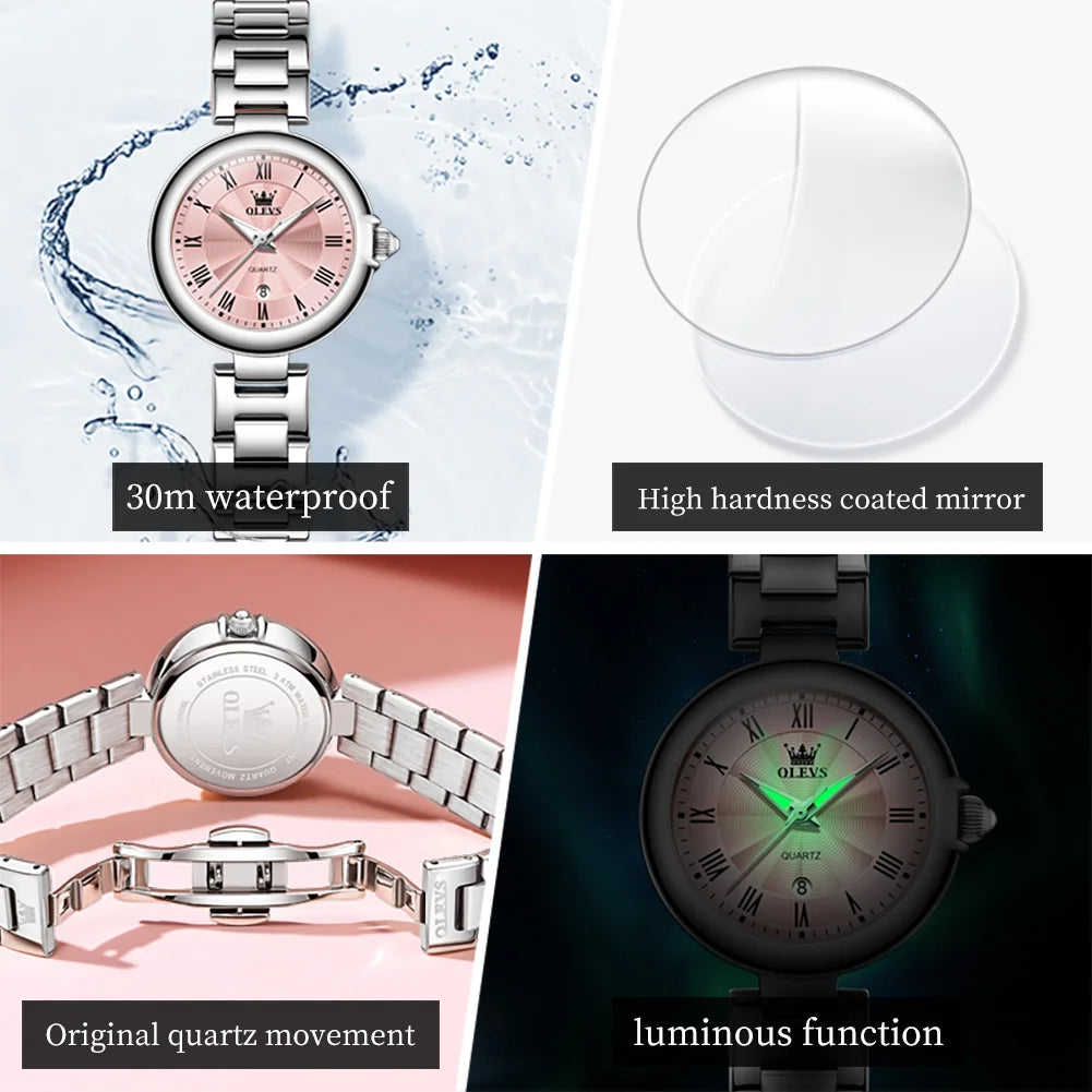 OLEVS 5608 Women Watch Luxury Brand Quartz Watch Roman Scale Waterproof Luminous Calendar Watch Elegant Women Watch Reloj Hombre