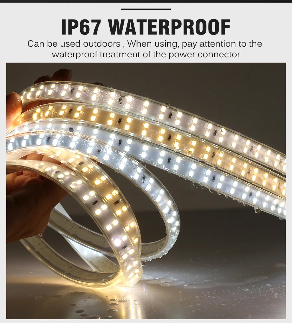 220V LED Strip 2835 High Safety High Brightness 180LEDs/m3000K 4000K 6000K Flexible LED Light Outdoor Waterproof LED Strip Light