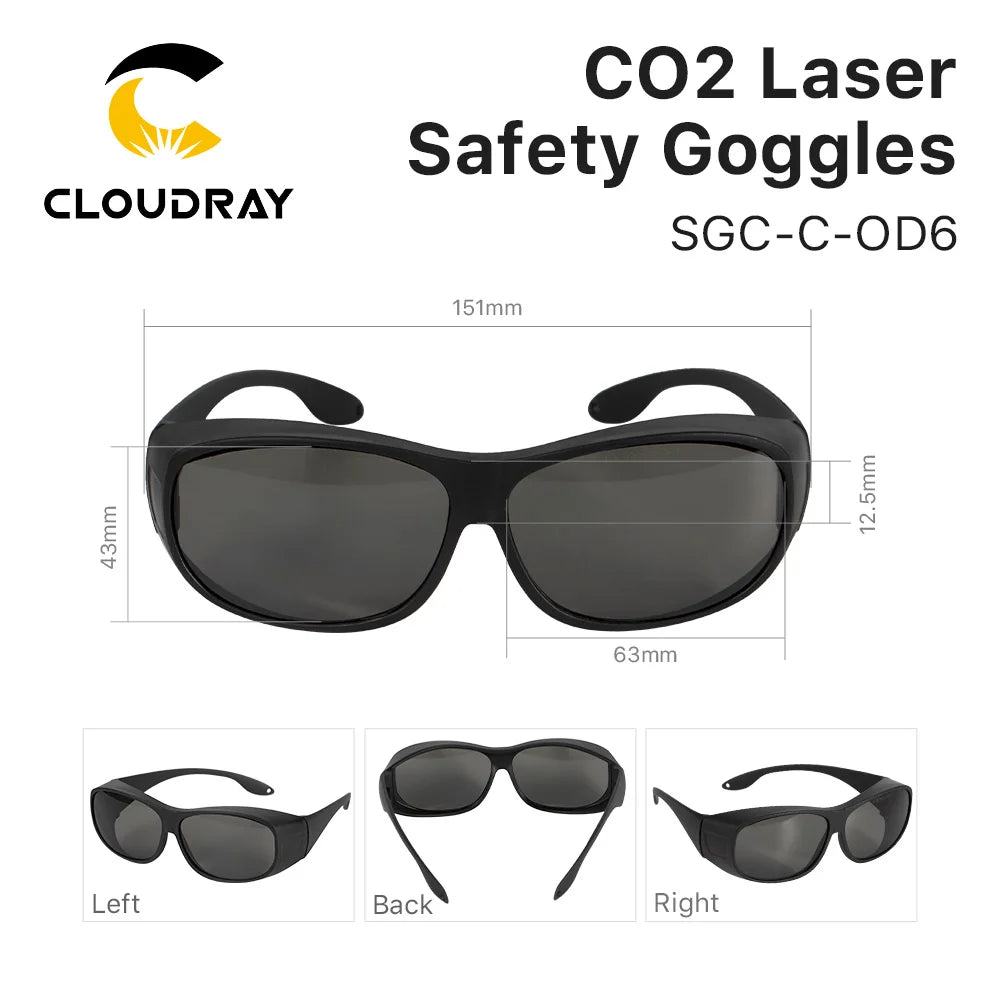 Cloudray 10600nm Style C Laser Safety Goggles OD6+ CE Protective Goggles For CO2 Laser Cutting Engraving Machine