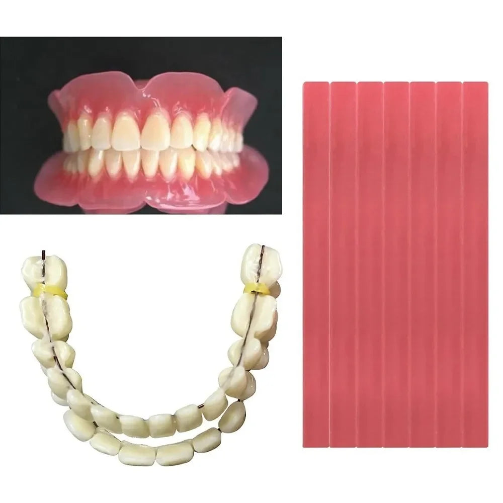 Easy - Use 1 Set Dentures DIY Kit with Braces Wax Strips - Reusable Full/Partial Temporary Fake Teeth for Top and Bottom